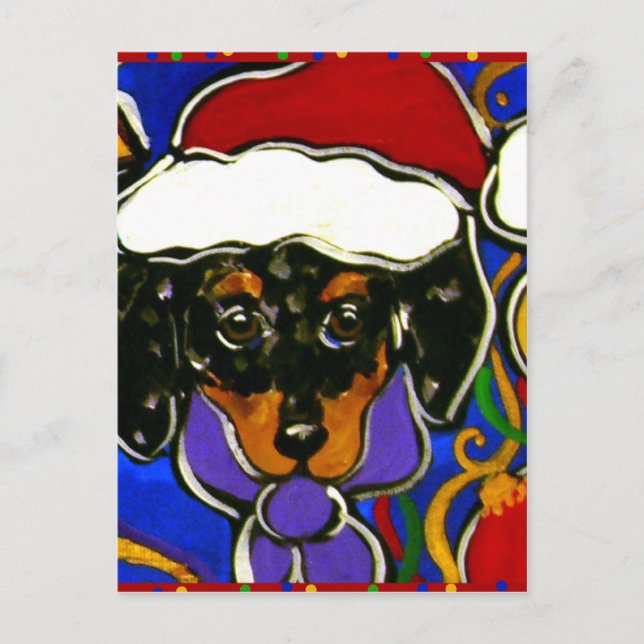 Dapple Doxie Jul Helg Vykort (Framsida)