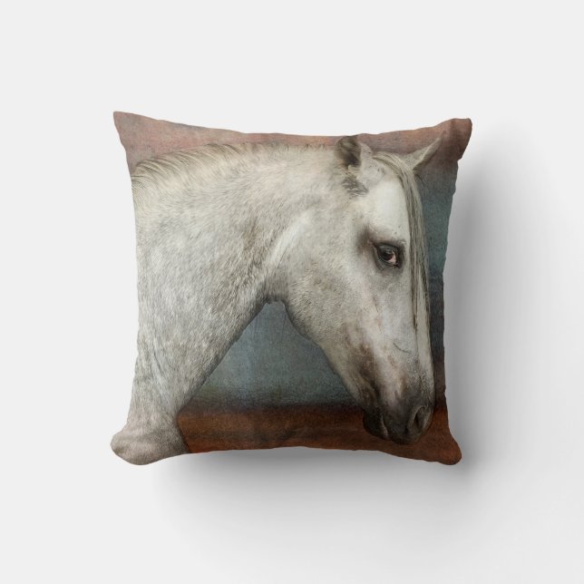 Dapple Grått Andalusisk Horse Porträtt Kudde (Framsida)
