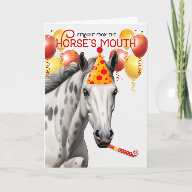 Dapple Grått Arabian Horse Funny Birthday Kort (Framsida)