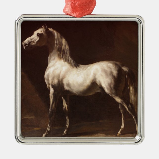 Dapple Grått Horse (av Théodore Géricault) Julgransprydnad Metall (Framsidan)