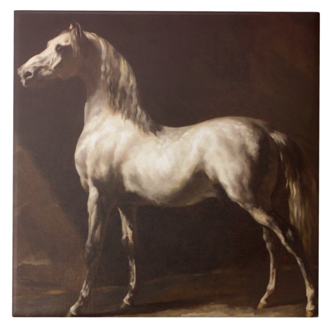 Dapple Grått Horse (av Théodore Géricault) Kakelplatta (Framsidan)