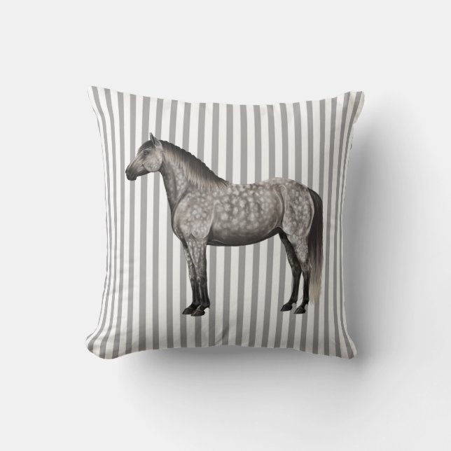DAPPLE GRÅTT HORSE PILLOW KUDDE (Framsida)