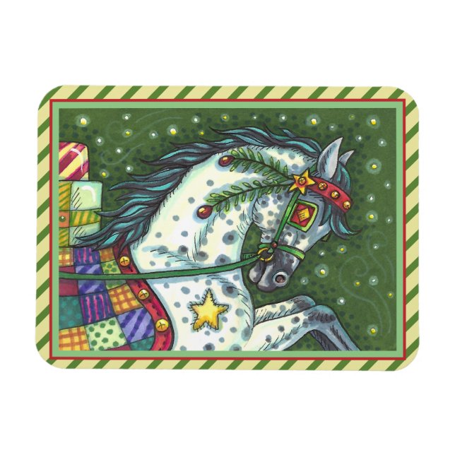 DAPPLE GRÅTT I ETT HÖGRE ÖPPET SLEIGH, FÄRG MAGNET (Horisontell)