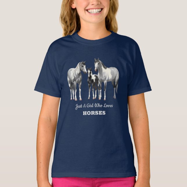 Dapple Grått Pinto Paint Quarter Horses T Shirt (Framsida)