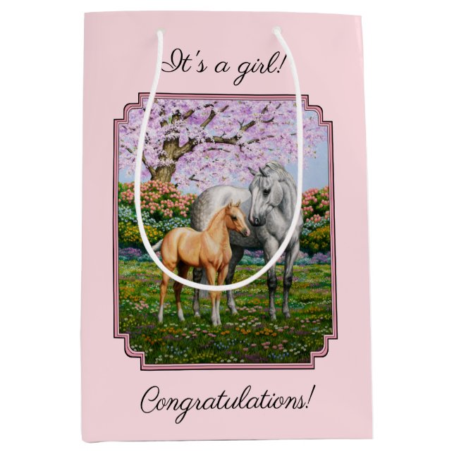 Dapple Grått Quarter Horse Mare Palomino Foal Rosa (Framsidan)