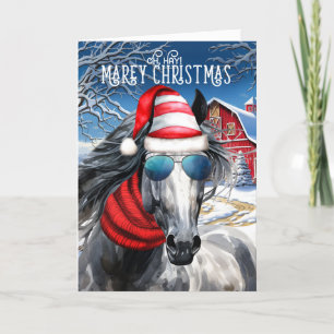 Dapple Gray Horse Funny MAREy God jul Helgkort