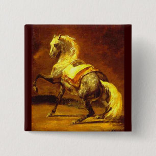DAPPLED GRÅTT HORSE, Guld Gult Brown Knapp