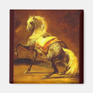 DAPPLED GRÅTT HORSE, Guld Gult Brown Magnet