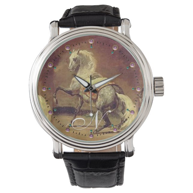 DAPPLED GRÅTT HORSE Monogram Armbandsur (Framsida)