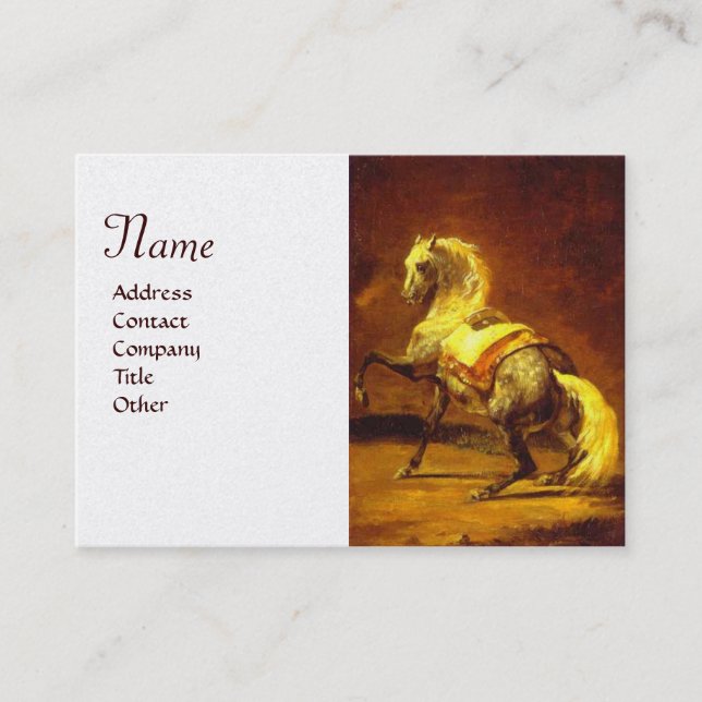 DAPPLED GRÅTT HORSE Monogram Guld Metallisk Papper Visitkort (Framsida)