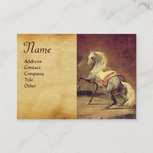 DAPPLED GRÅTT HORSE Parchment Monogram Visitkort