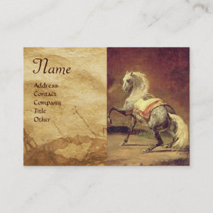 DAPPLED GRÅTT HORSE Parchment Monogram Visitkort