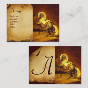 DAPPLED GRÅTT HORSE Parchment Monogram Visitkort