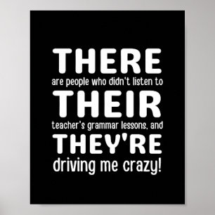 Där är de engelska Grammer Funny Teacher Poster