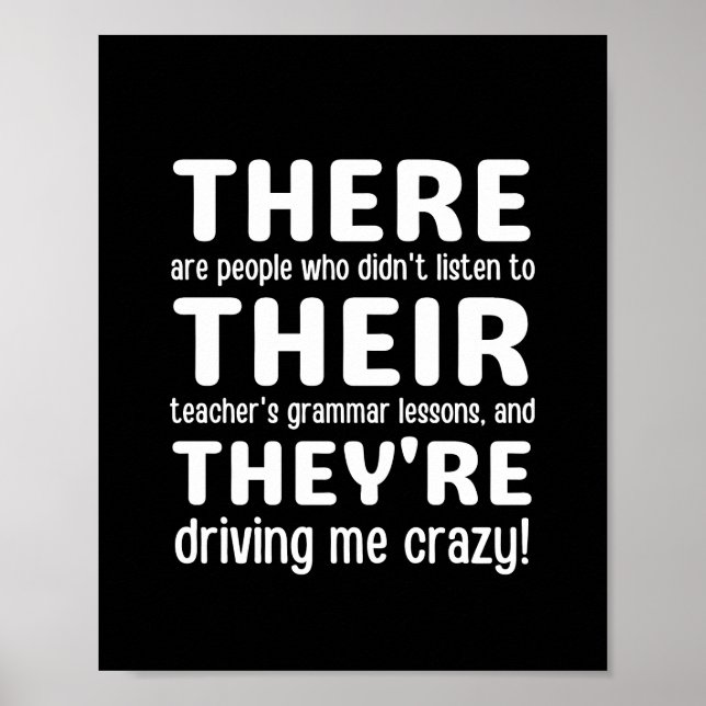 Där är de engelska Grammer Funny Teacher Poster (Framsidan)