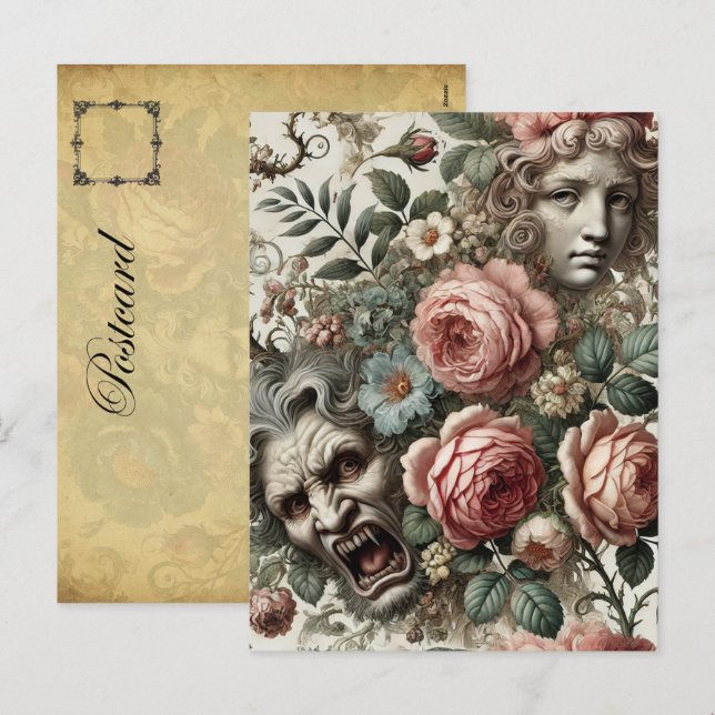 Där Baroque Fangs hittar hem - Gothic Victorian Helg Vykort (Fram/baksida)