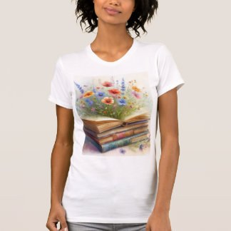 Där berättelser blommar – Akvarell vilda blommor v T Shirt