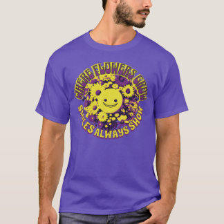 Där blommor växer ler sig alltid familjen t shirt