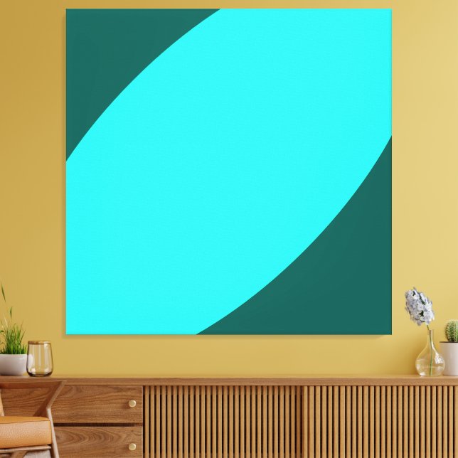 Där delfiner spelar. Rik Ocean Blue Bright Teal Canvastryck (Insitu (Vardagsrum))