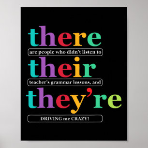Där Deras De är engelsk grammatik lärare tillbaka Poster