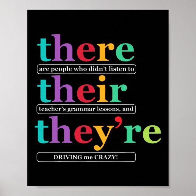Där Deras De är engelsk grammatik lärare tillbaka  Poster (Framsidan)