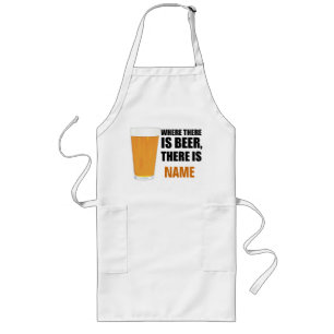 Där det finns Beer finns Namn BBQ Apron Långt Förkläde