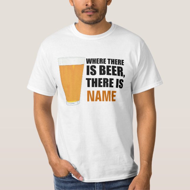 Där det finns Beer L/S Amer Apparel T-Shirt (Framsida)
