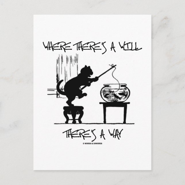 Där det finns en vilja finns det ett sätt (kattatt vykort (Framsida)