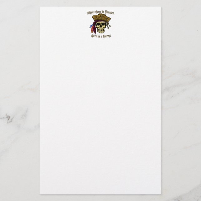 Där det finns Pirater finns det ett Party! Brevpapper (Framsida)