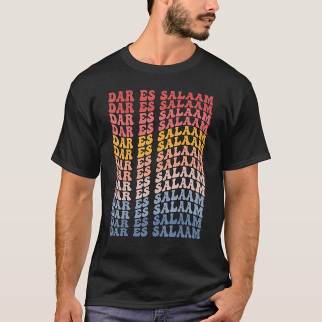 Dar es Salaam City Groovy Retro T Shirt (Framsida)