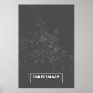 Dar es Salaam, Tanzania (vit på svart) Poster