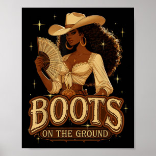 Där Fans Är Klackar På Mark Svarta Cowgirl Poster