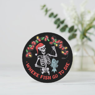 Där fiskar går för att dö fiskare jul skelett julkort