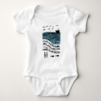 Där havet börjar | Handritad babybodys för oceanen T Shirt