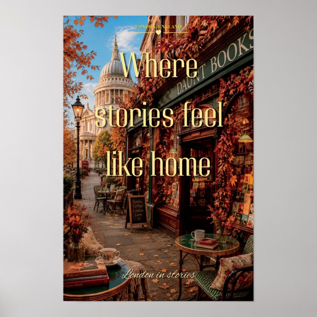Där historier känns som hemma London bokhandel Poster (Framsidan)