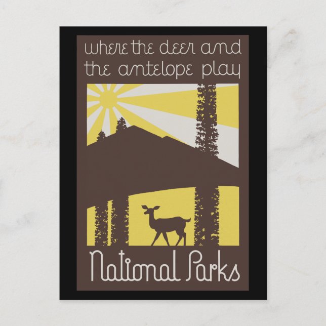 där hjortar och antiloper leker vykort (Framsida)