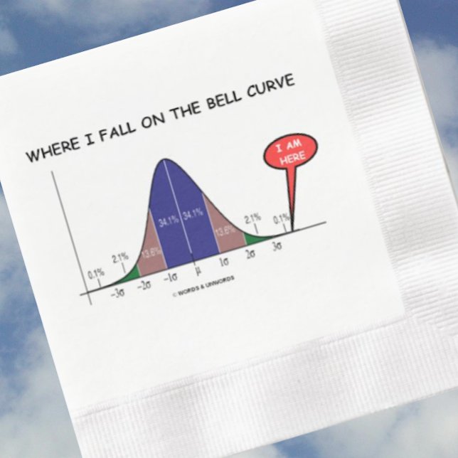 Där jag faller på cellkurvan är jag här. pappersservett (Stats humor paper napkin for anyone who falls way beyond the mean for your next event!)