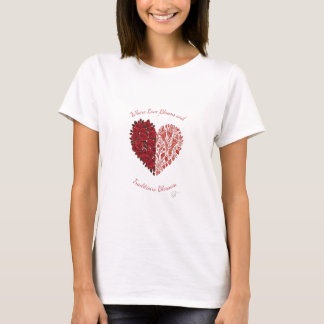 Där kärlek blommar blomsterkvinnors t-shirt