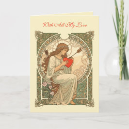 Där kärlek gör ont Vintage Art Nouveau-romantik Kort