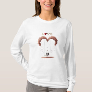 Där kärlek varsamt faller kronblad mellan två hjär t shirt