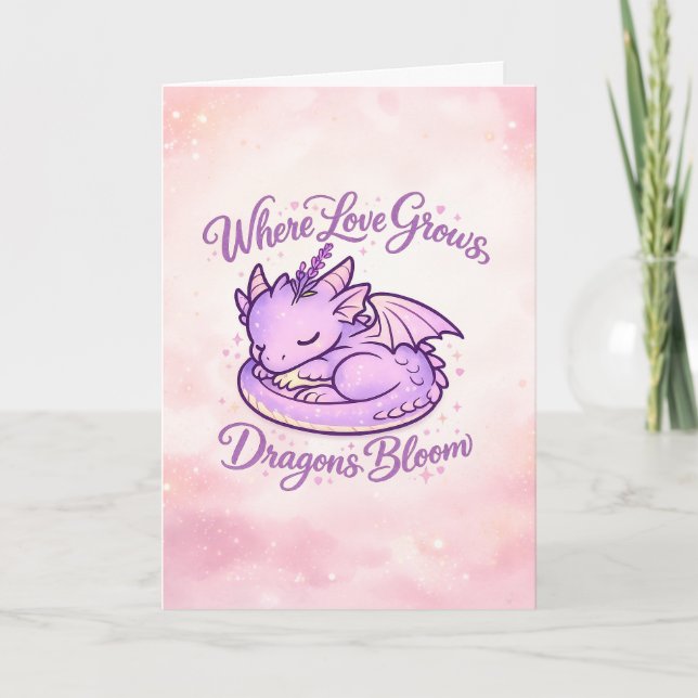 Där kärlek växer blommar drakar kort (Framsida)