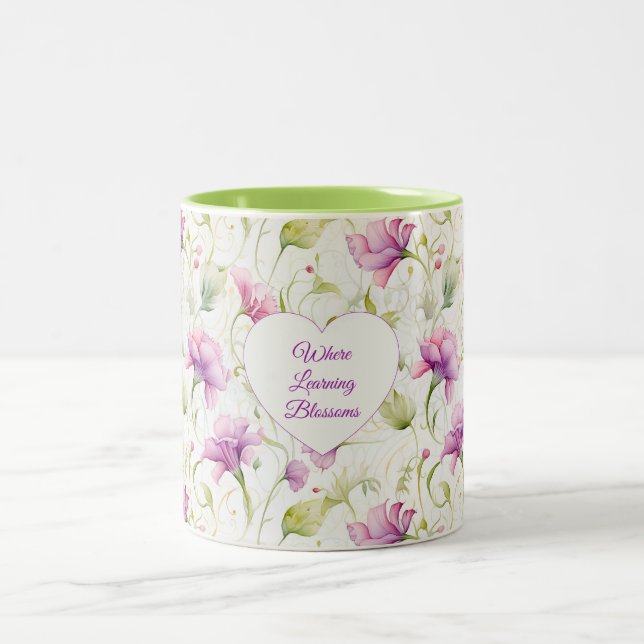 Där lärande blomstrar Två-Tonad mugg (Center)
