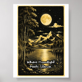 Där månljus möter tystnad Stillnattslandskap Poster
