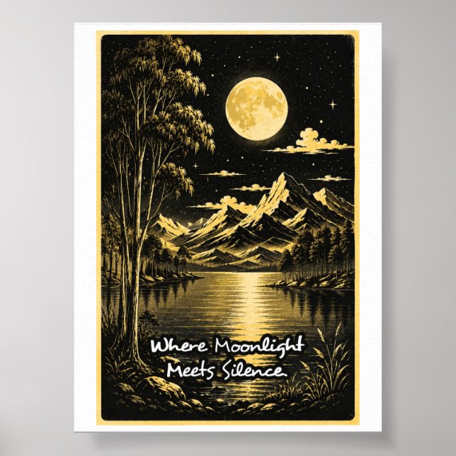 Där månljus möter tystnad Stillnattslandskap Poster (Framsidan)