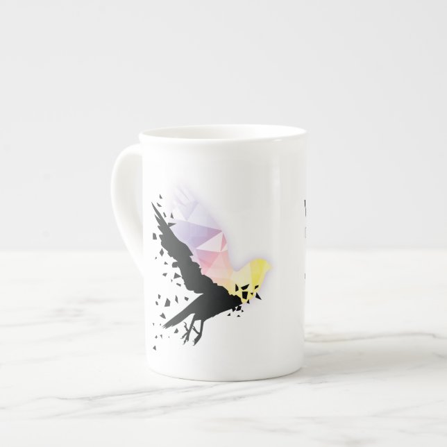 "Där mörkret slutar börjar hoppet." Benporslin Mugg (Framsida vänster)