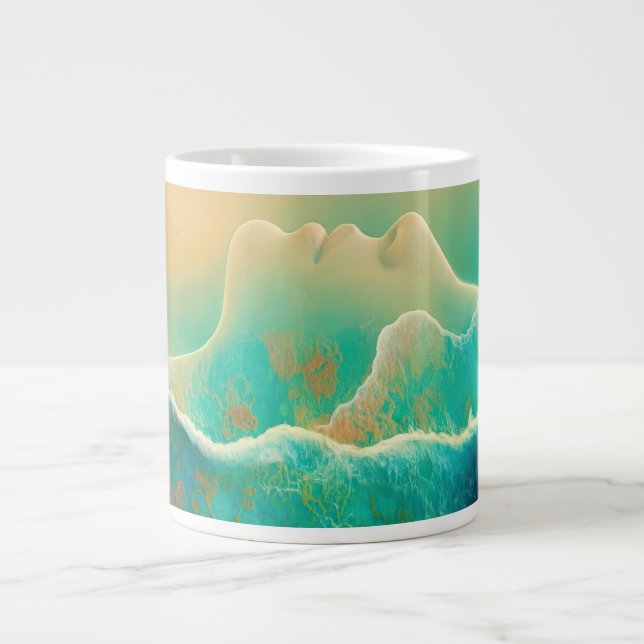 "där oceanen blir minne" - blå Grönt Jumbo Mugg (Framsidan)