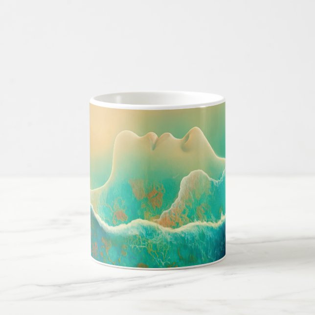 "där oceanen blir minne" - blå Grönt Kaffemugg (Center)