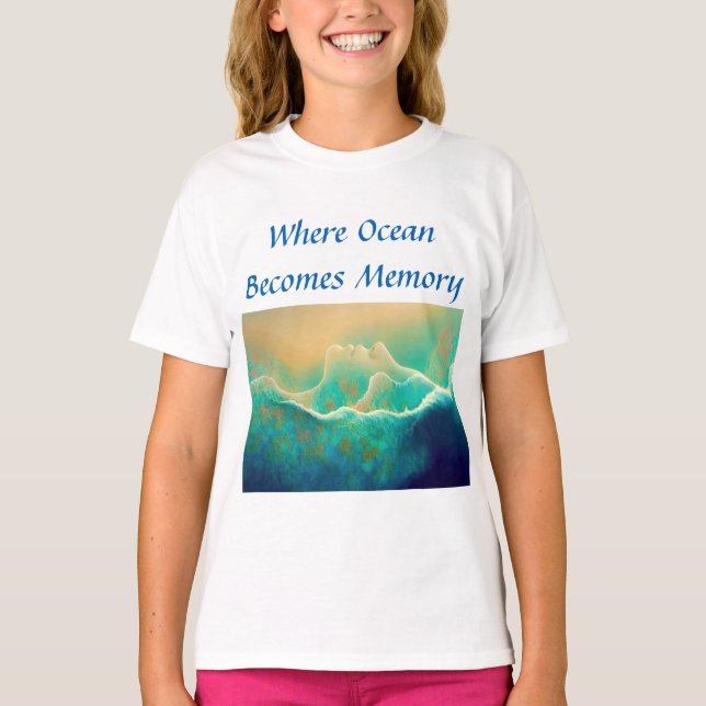 "där oceanen blir minne" - blå Grönt T Shirt (Framsida)