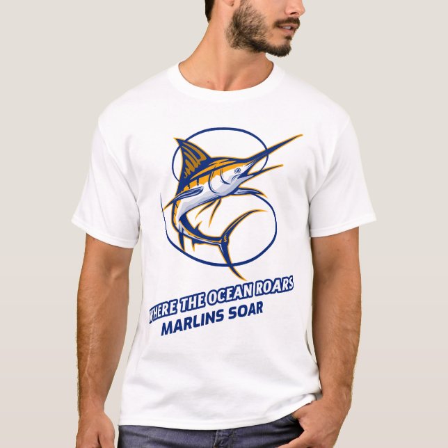 där oceanen Marlins Soar Marlin Fishing T Shirt (Framsida)