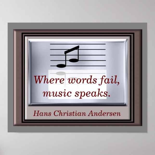Där ord misslyckas - Musikcitat - konstutskrift Poster (Framsidan)